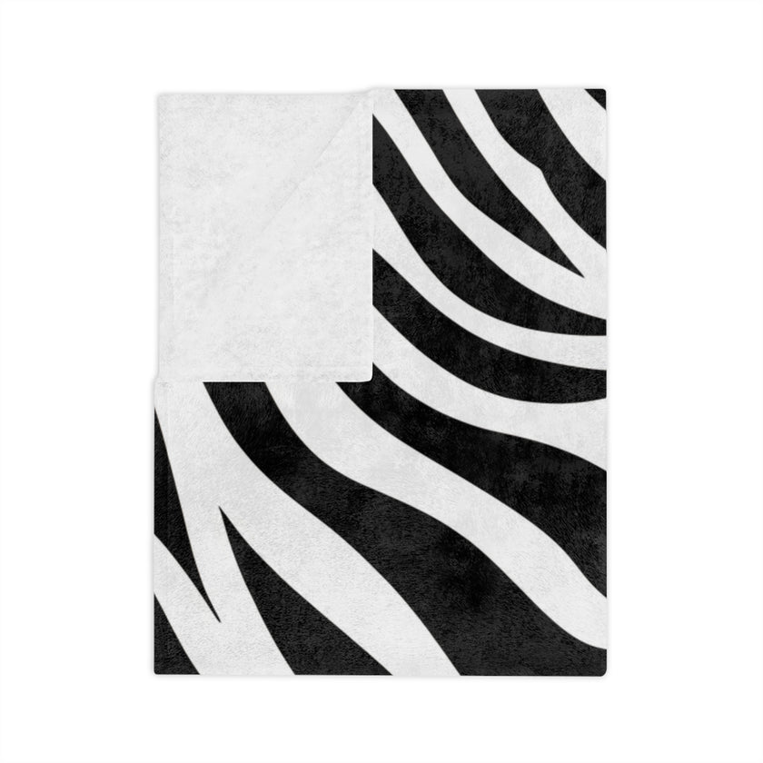 Black and White | Zebra Lines Velveteen Microfiber Blanket