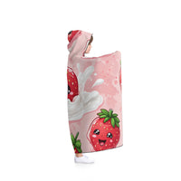Cute Strawberry Hooded Blanket, Cozy Throw Blanket, Kids Gift, Fun Summer Accessory, Snuggly Blanket for Movie Nights, Strawberry Lover's