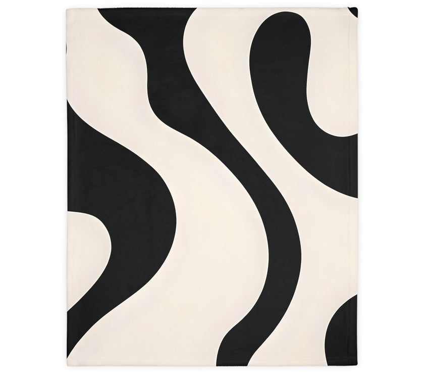 Black and White Velveteen Microfiber Blanket (Two-sided print)