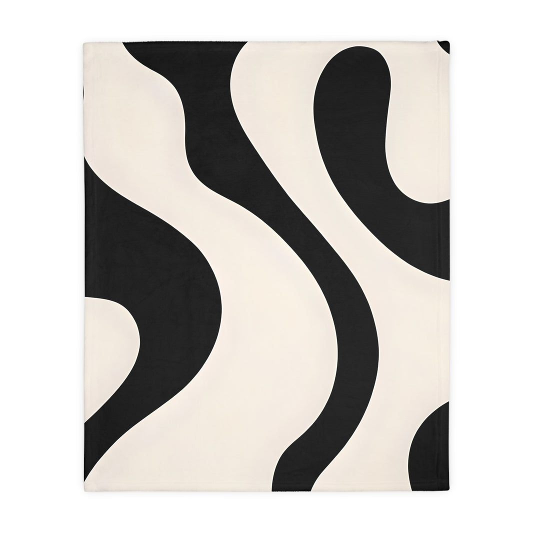 Black and White Velveteen Microfiber Blanket (Two-sided print)