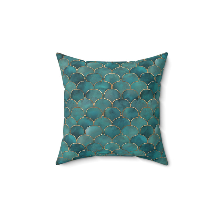 Green | Blue Faux Suede Square Pillow
