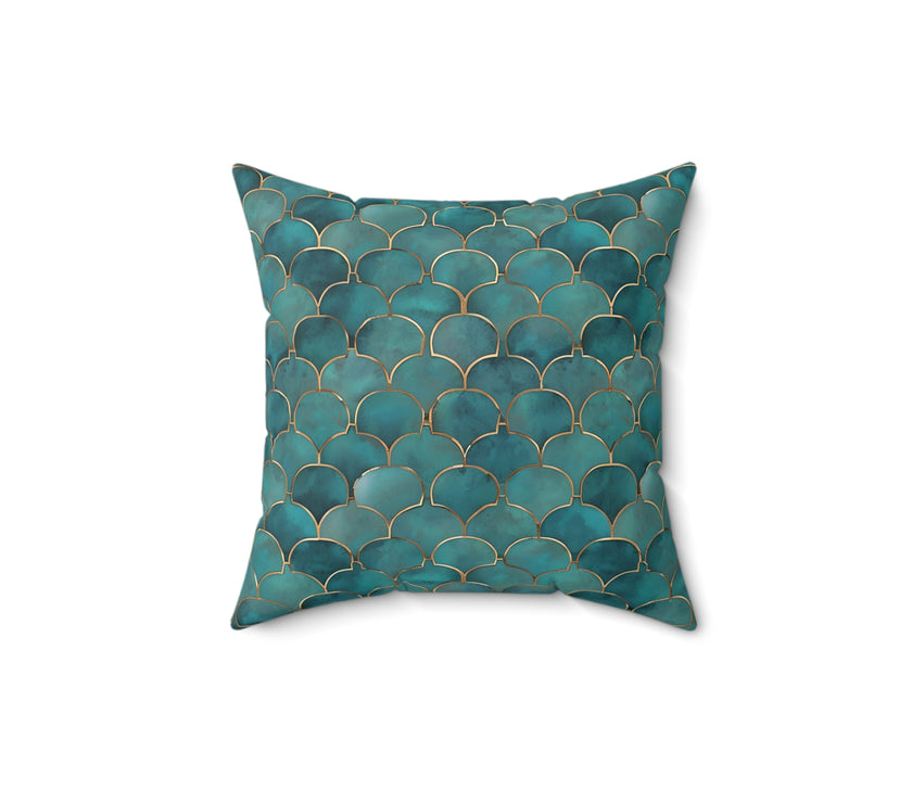 Green | Blue Faux Suede Square Pillow