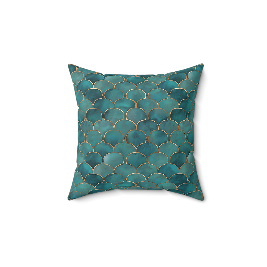 Green | Blue Faux Suede Square Pillow