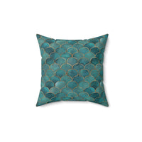 Green | Blue Faux Suede Square Pillow
