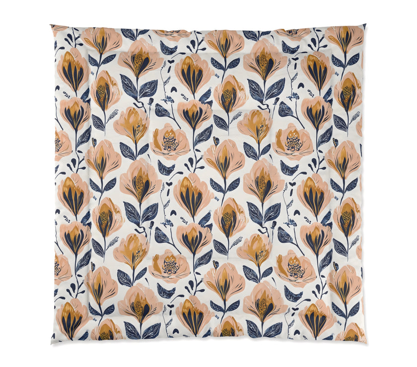 Floral Comforter Blanket, Cozy Bedding for Home Decor, Spring Vibes, Perfect Gift for Housewarming, Summer Bedspread