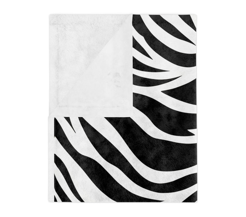 Black and White | Zebra Lines Velveteen Microfiber Blanket
