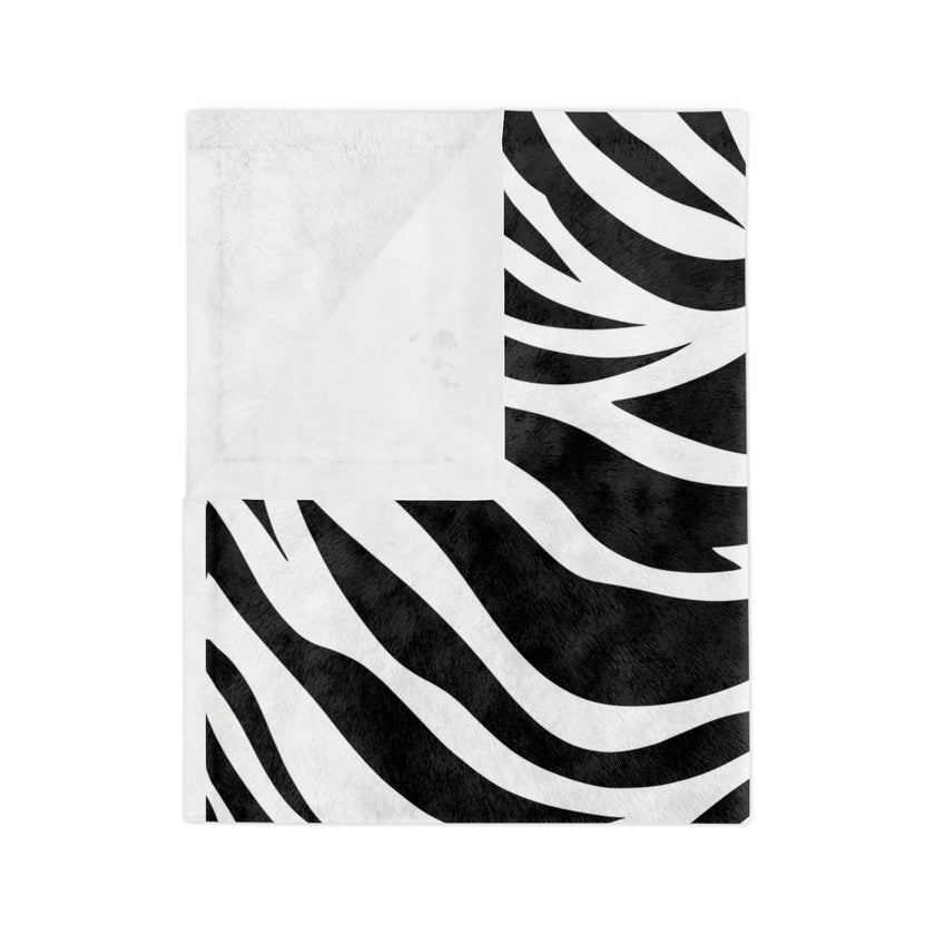 Black and White | Zebra Lines Velveteen Microfiber Blanket