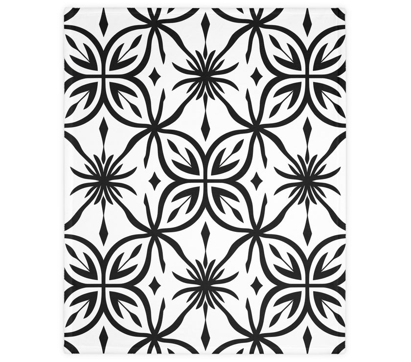Black and White Pattern Velveteen Microfiber Blanket (Two-sided print)