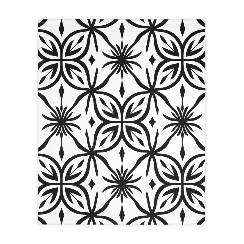 Black and White Pattern Velveteen Microfiber Blanket (Two-sided print)