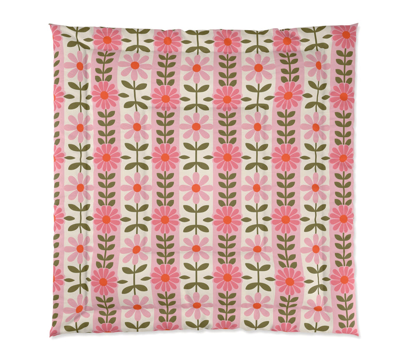 Floral Comforter for Cozy Homes, Bohemian Bedding, Bedroom Décor, Spring Vibes, Gift for Her, Sleep Essentials