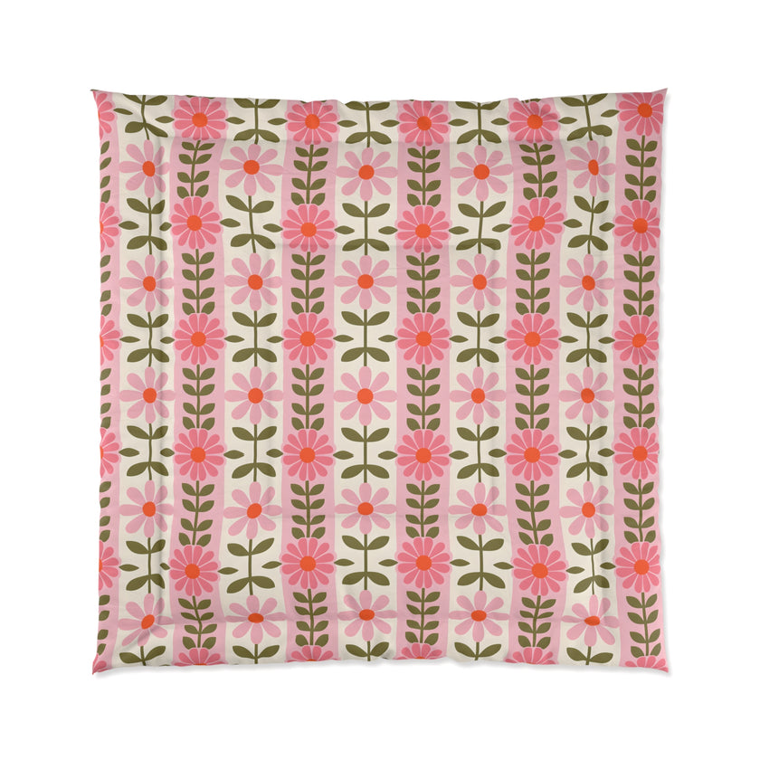 Floral Comforter for Cozy Homes, Bohemian Bedding, Bedroom Décor, Spring Vibes, Gift for Her, Sleep Essentials