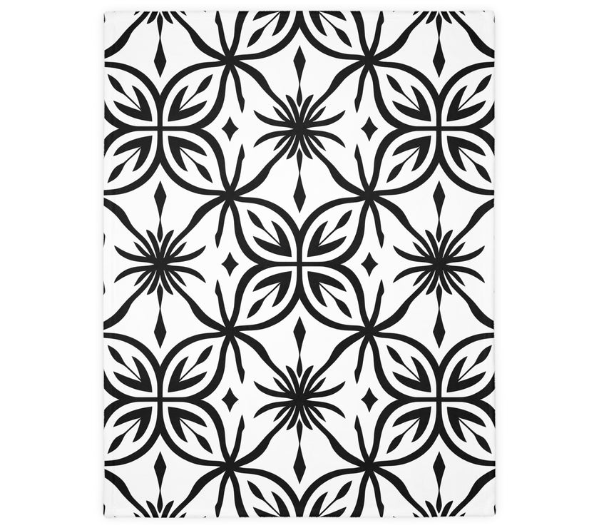 Black and White Pattern Velveteen Microfiber Blanket (Two-sided print)