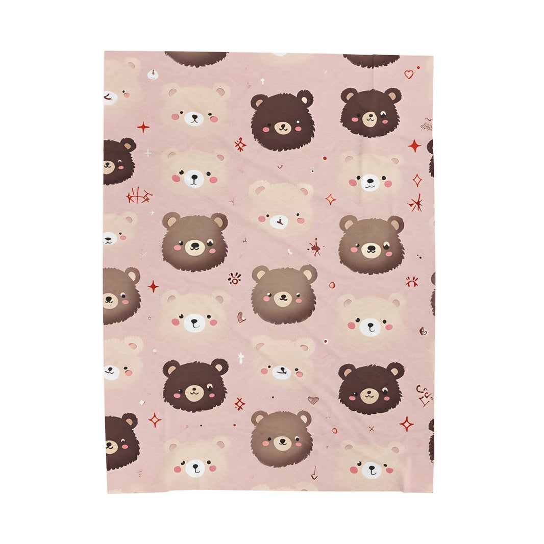 Kids Velveteen Plush Blanket, Pink Teddy Bear Soft Throw for Girls, Children's Gift, Nursery Decor, Cozy Bedding, Baby Shower Present