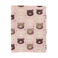 Kids Velveteen Plush Blanket, Pink Teddy Bear Soft Throw for Girls, Children's Gift, Nursery Decor, Cozy Bedding, Baby Shower Present