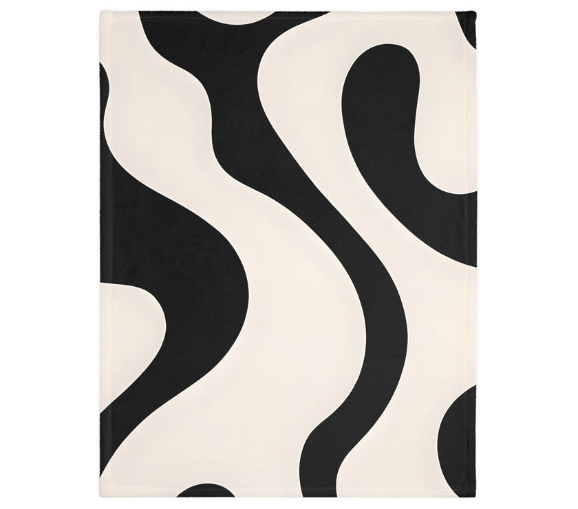 Black and White Velveteen Microfiber Blanket (Two-sided print)