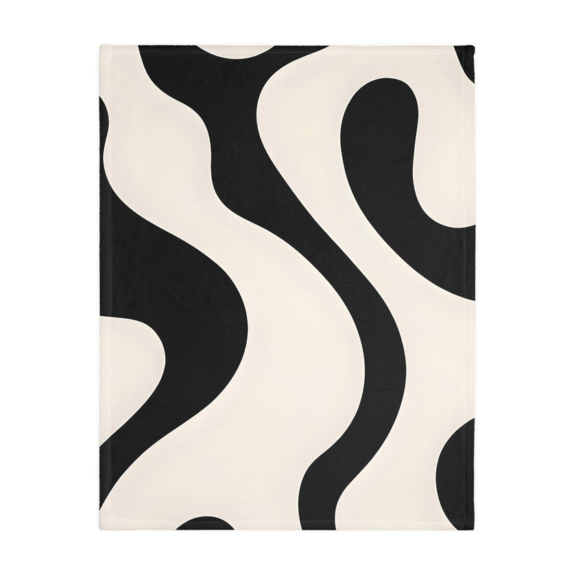 Black and White Velveteen Microfiber Blanket (Two-sided print)