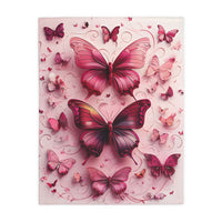 Pink Butterfly  Velveteen Microfiber Blanket (Two-sided print)