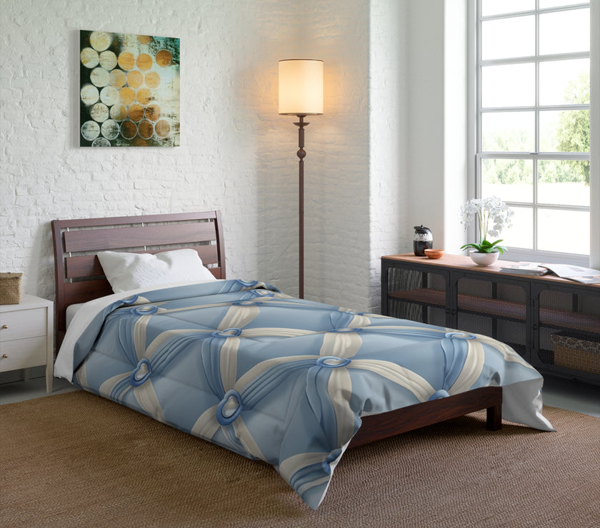 Elegant Blue Satin Comforter, Luxurious Bedding Set, Cozy Home Decor, Stylish Bedroom Essential, Great for Weddings and Anniversaries