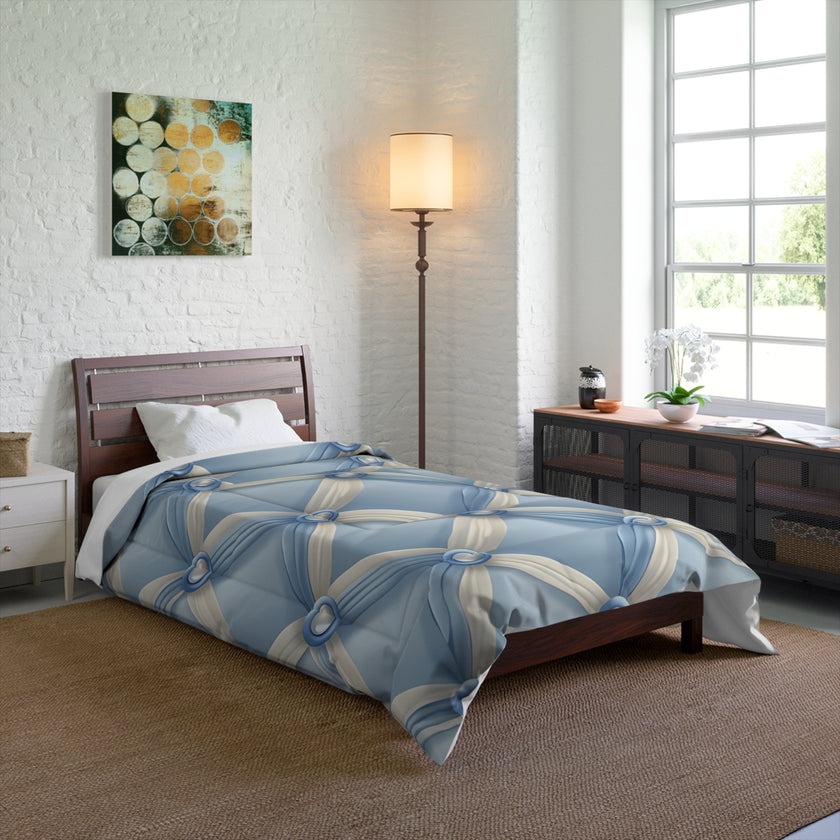 Elegant Blue Satin Comforter, Luxurious Bedding Set, Cozy Home Decor, Stylish Bedroom Essential, Great for Weddings and Anniversaries