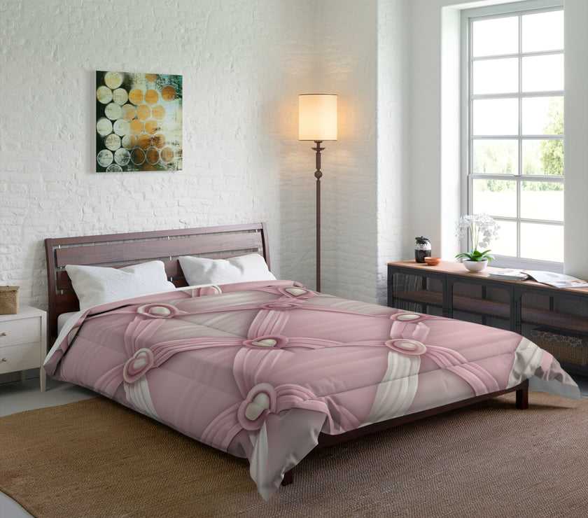 Chic Pink Textured Comforter, Cozy Bedroom Oasis Blanket, Elegant Home Decor, Ideal for Home Makeover, Luxurious Bedspread
