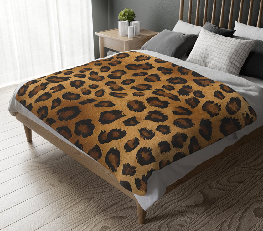 Leopard Print Velveteen Microfiber Blanket (Two-sided print)