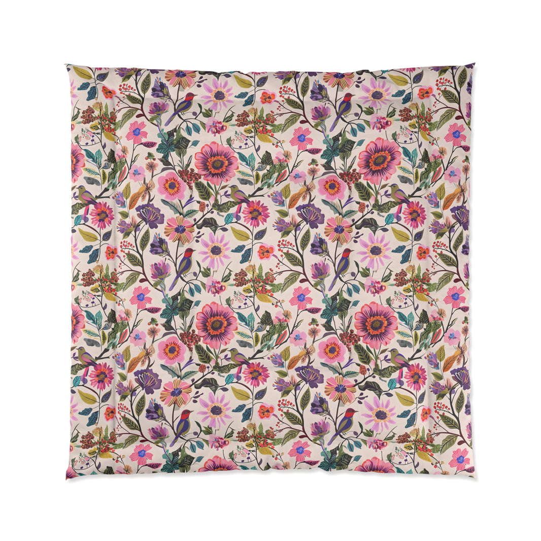 Floral Comforter for Cozy Bedrooms, Boho Home Decor, Floral Bedding, Bedspread, Gift for Her, Spring Bedroom Makeover