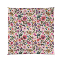Floral Comforter for Cozy Bedrooms, Boho Home Decor, Floral Bedding, Bedspread, Gift for Her, Spring Bedroom Makeover