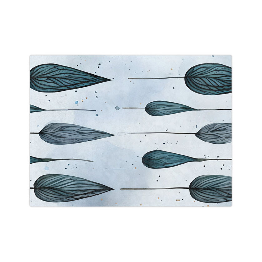 Blue and  White Velveteen Microfiber Blanket