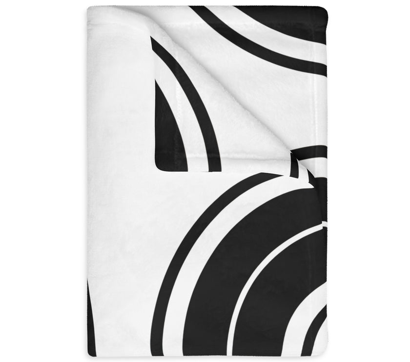 Black and white Circle Pattern Velveteen Microfiber Blanket (Two-sided print)