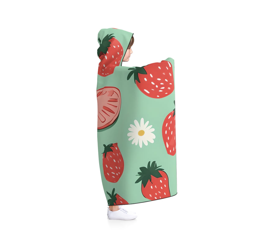 Strawberry Bliss Hooded Blanket - Cozy Wearable Blanket for Home, Gifts for Her, Fun Summer Decor, Cute Chill Nights