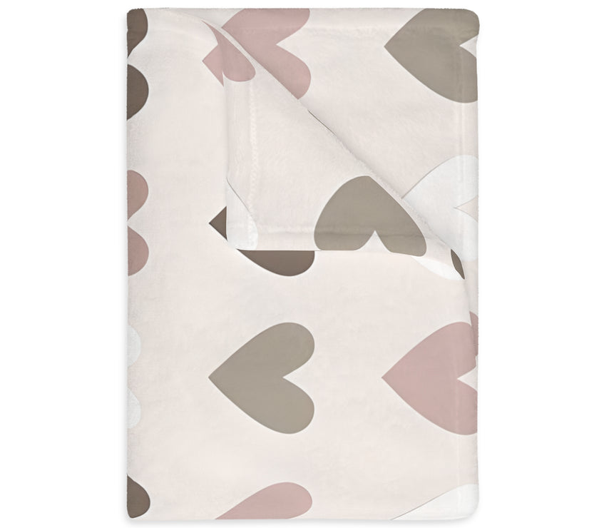 Pink Hearts Velveteen Microfiber Blanket (Two-sided print)