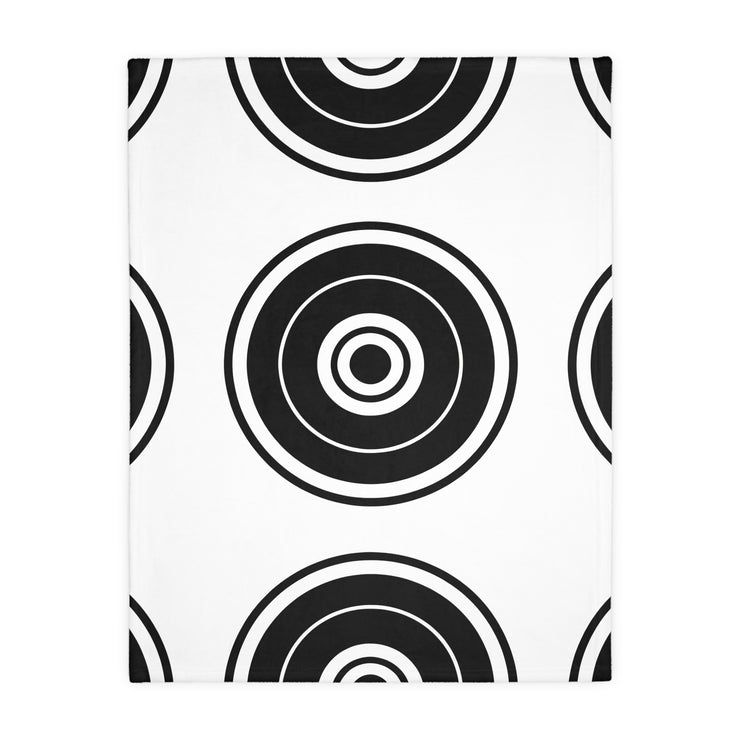 Black and white Circle Pattern Velveteen Microfiber Blanket (Two-sided print)