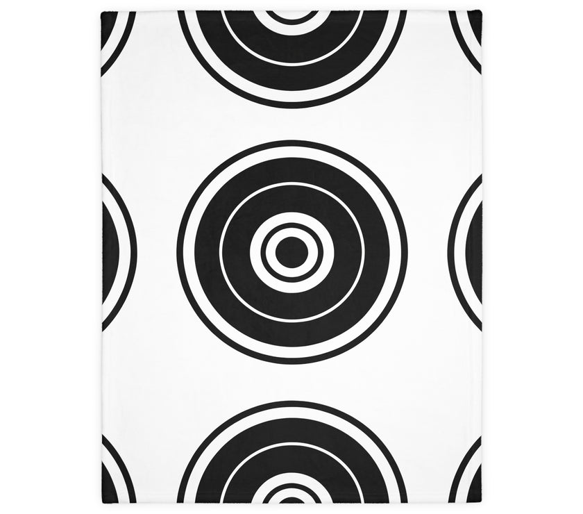 Black and white Circle Pattern Velveteen Microfiber Blanket (Two-sided print)