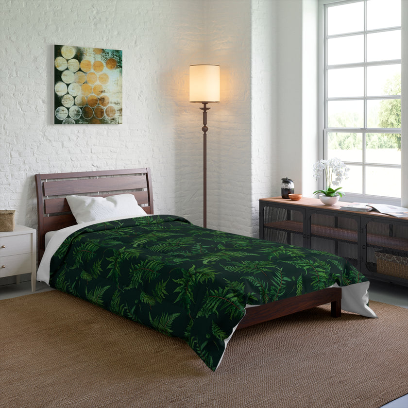 Tropical Leaf Comforter, Cozy Bedspread for Plant Lovers, Nature-Themed Bedding, Summer Decor, Greenery Home Accents, Gift Idea for New Home