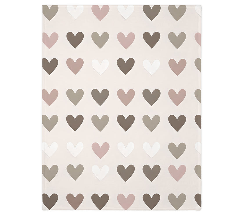 Pink Hearts Velveteen Microfiber Blanket (Two-sided print)