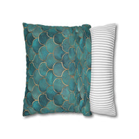Blue/Green Faux Suede Square Pillowcase