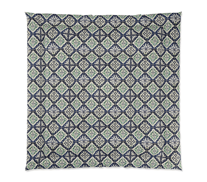 Navy Blue Patterned Comforter, Cozy Bedding for Home Decor, Stylish Bedroom Upgrade, Perfect for Fall and Winter