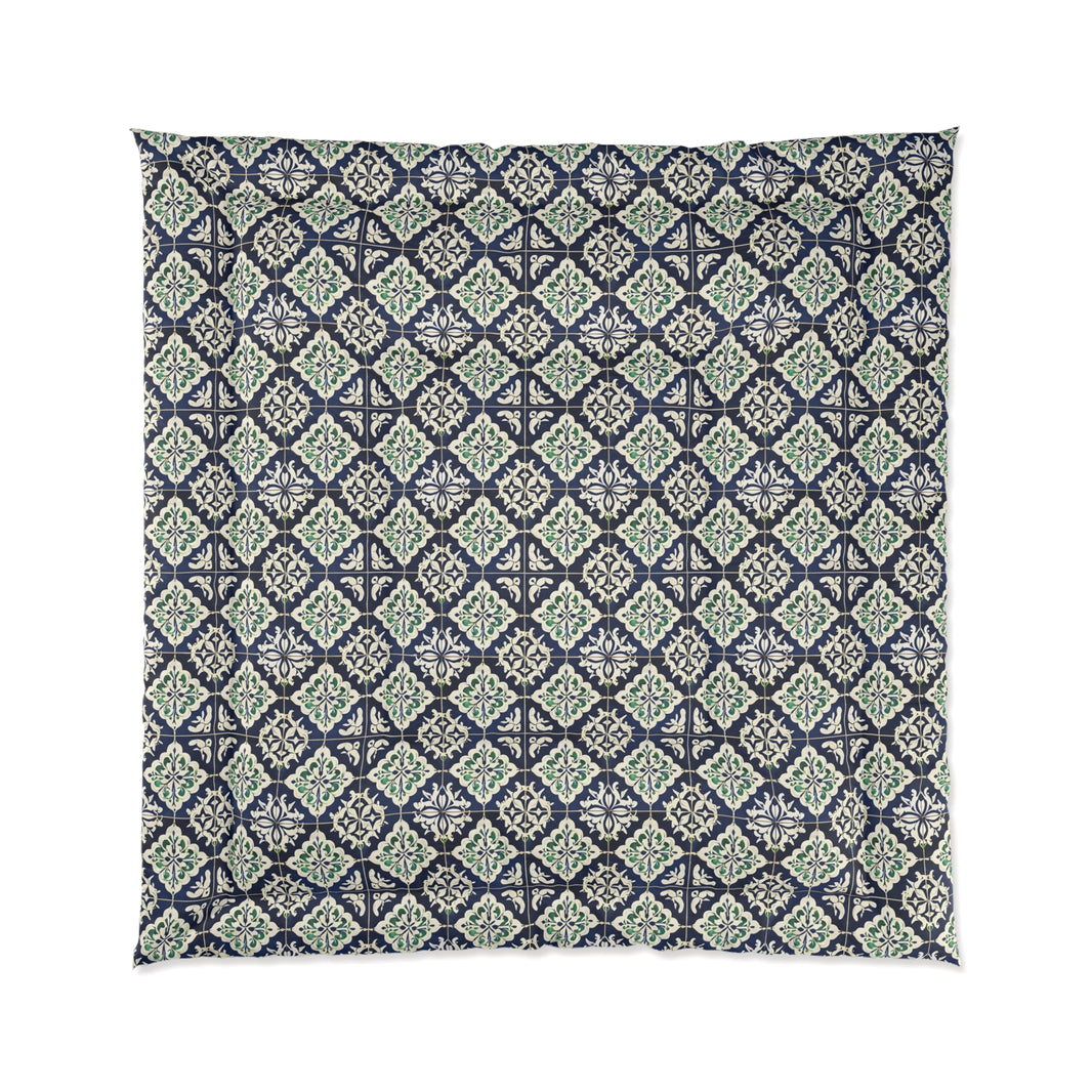 Navy Blue Patterned Comforter, Cozy Bedding for Home Decor, Stylish Bedroom Upgrade, Perfect for Fall and Winter