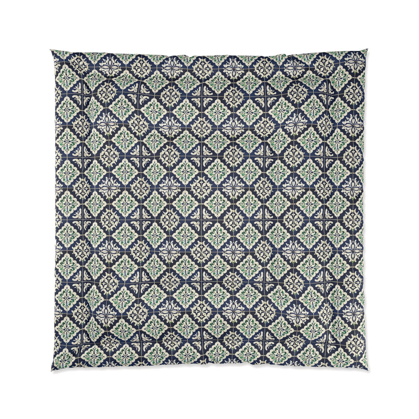 Navy Blue Patterned Comforter, Cozy Bedding for Home Decor, Stylish Bedroom Upgrade, Perfect for Fall and Winter