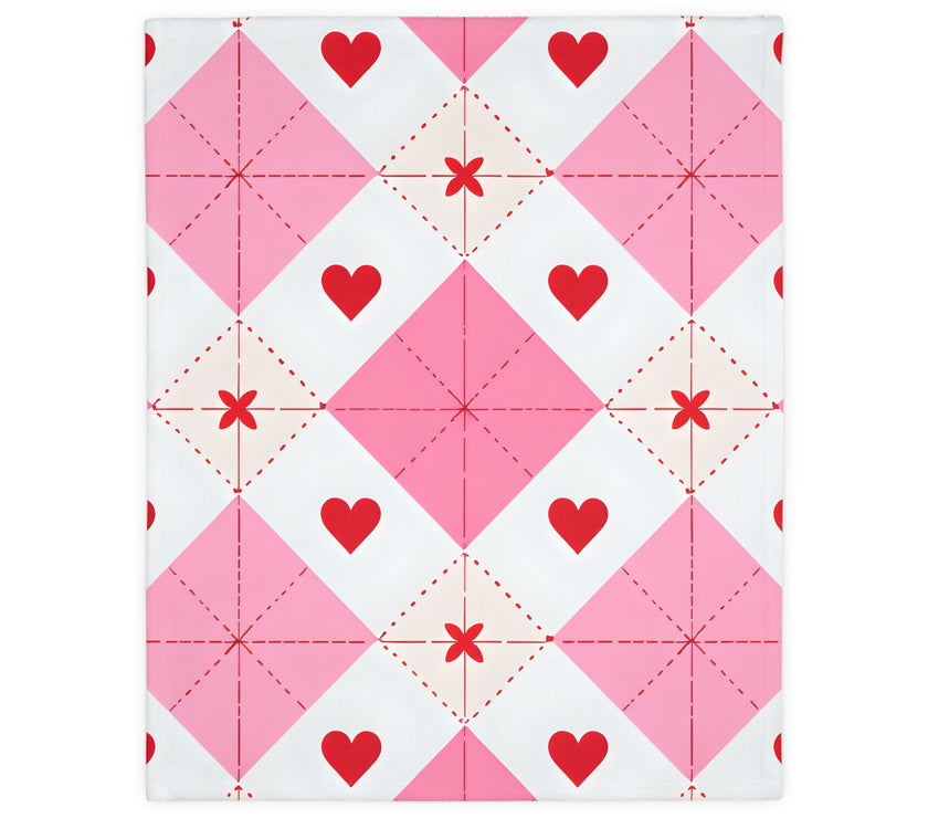 Romantic Heart Velveteen Microfiber Blanket (Two-sided print)
