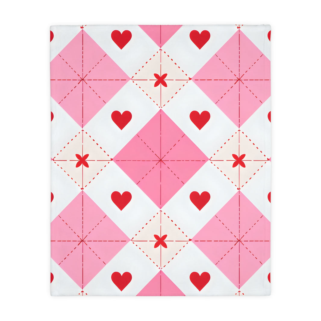 Romantic Heart Velveteen Microfiber Blanket (Two-sided print)