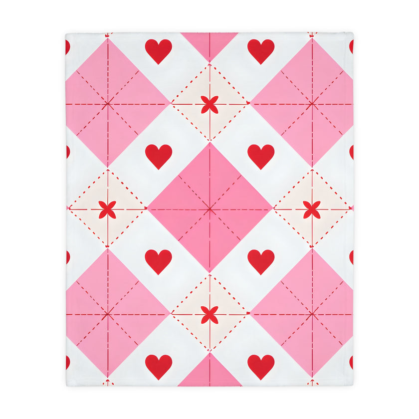 Romantic Heart Velveteen Microfiber Blanket (Two-sided print)