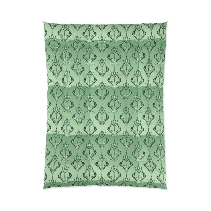 Elegant Floral Green Comforter, Cozy Bedding for Home Decor, Romantic Bedroom Set, Stylish Bed Cover, Gift for Housewarming
