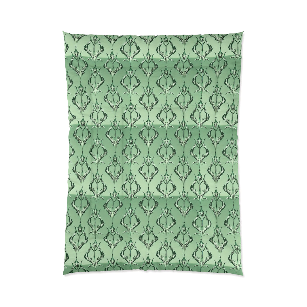 Elegant Floral Green Comforter, Cozy Bedding for Home Decor, Romantic Bedroom Set, Stylish Bed Cover, Gift for Housewarming