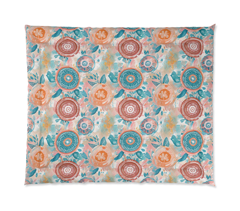 Floral Comforter, Cozy Bedroom Decor, Boho Bedding, Gift for Her, Spring Home Decor, Flower Pattern Comforter
