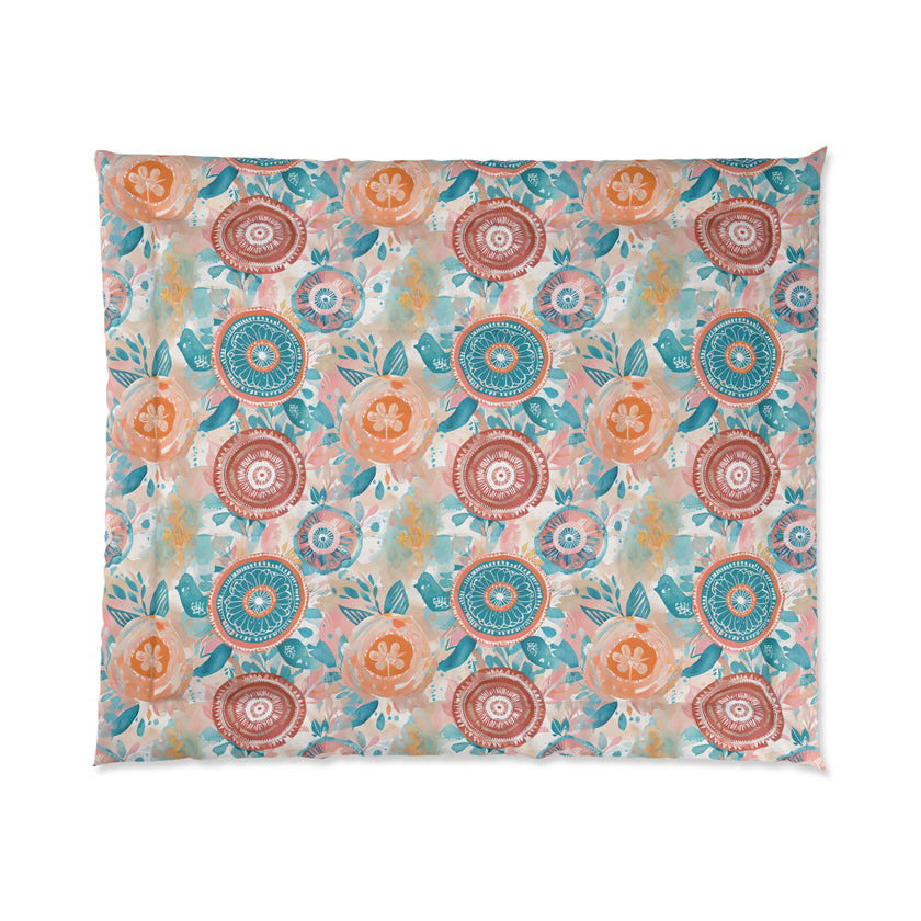 Floral Comforter, Cozy Bedroom Decor, Boho Bedding, Gift for Her, Spring Home Decor, Flower Pattern Comforter