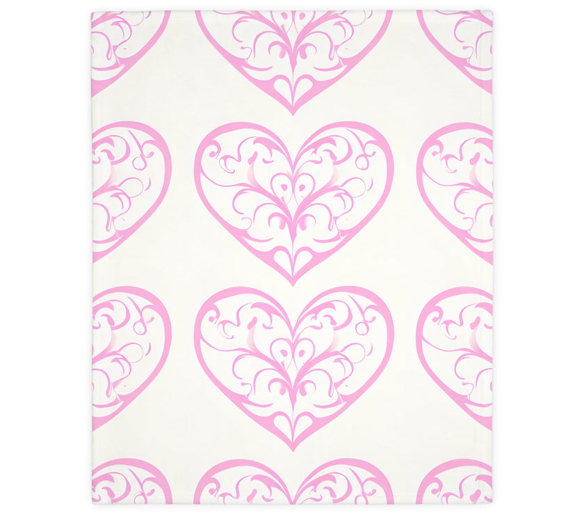 Blanket, soft, cozy, pink heart design, gift for her, home decor, Valentine's Day gift, dorm essential