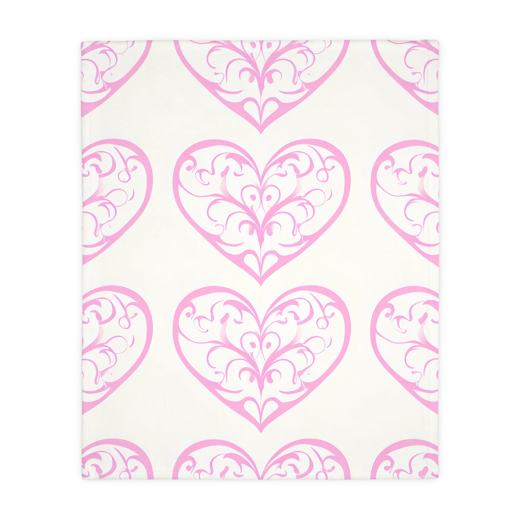 Blanket, soft, cozy, pink heart design, gift for her, home decor, Valentine's Day gift, dorm essential