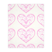 Blanket, soft, cozy, pink heart design, gift for her, home decor, Valentine's Day gift, dorm essential