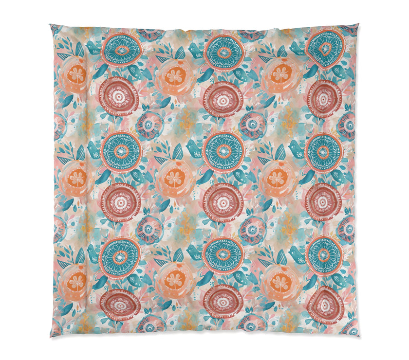 Floral Comforter, Cozy Bedroom Decor, Boho Bedding, Gift for Her, Spring Home Decor, Flower Pattern Comforter